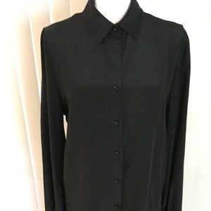 Alexis 100% silk dressy black Long sleeve blouse